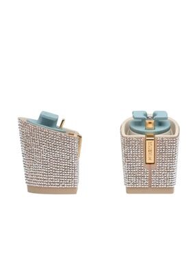 Size 7-8.5 Sand Rhinestone Blocks Pashion Footwear